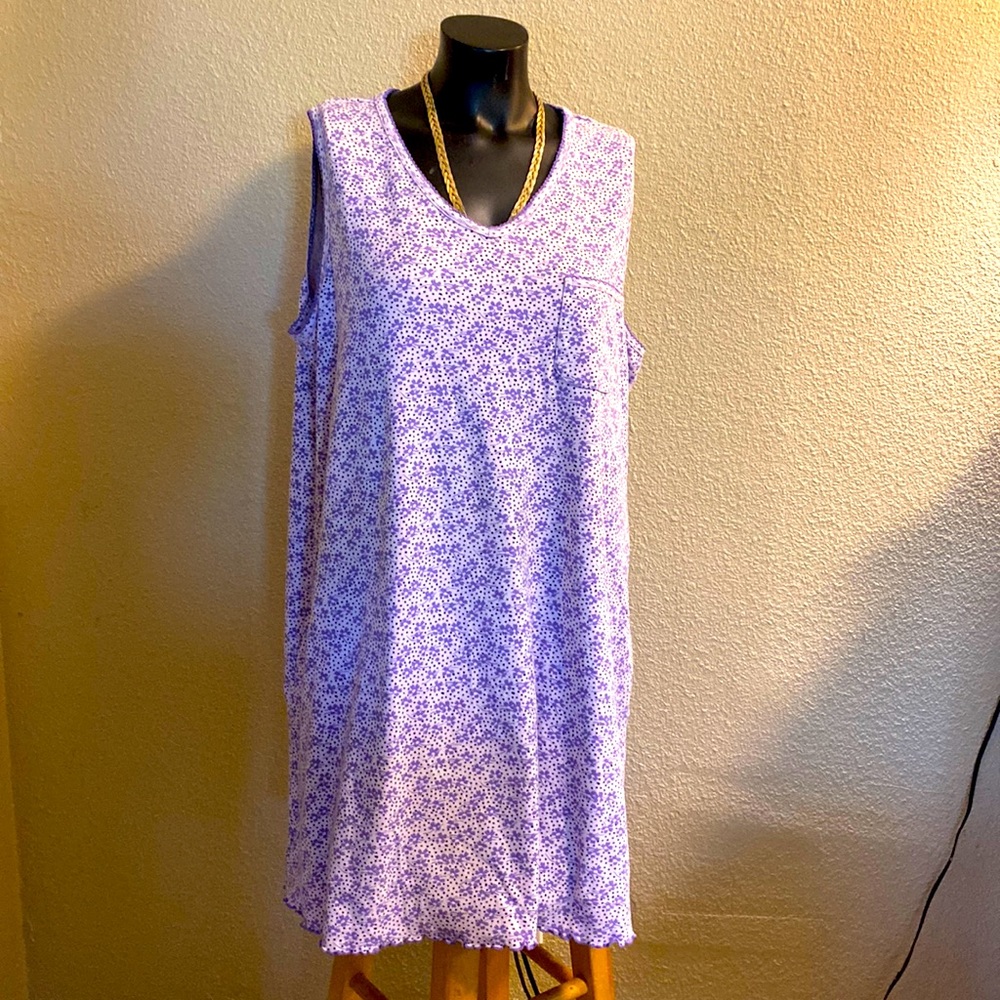 Cherokee Brand Purple Glowers, Lace Trimmed Night Dress